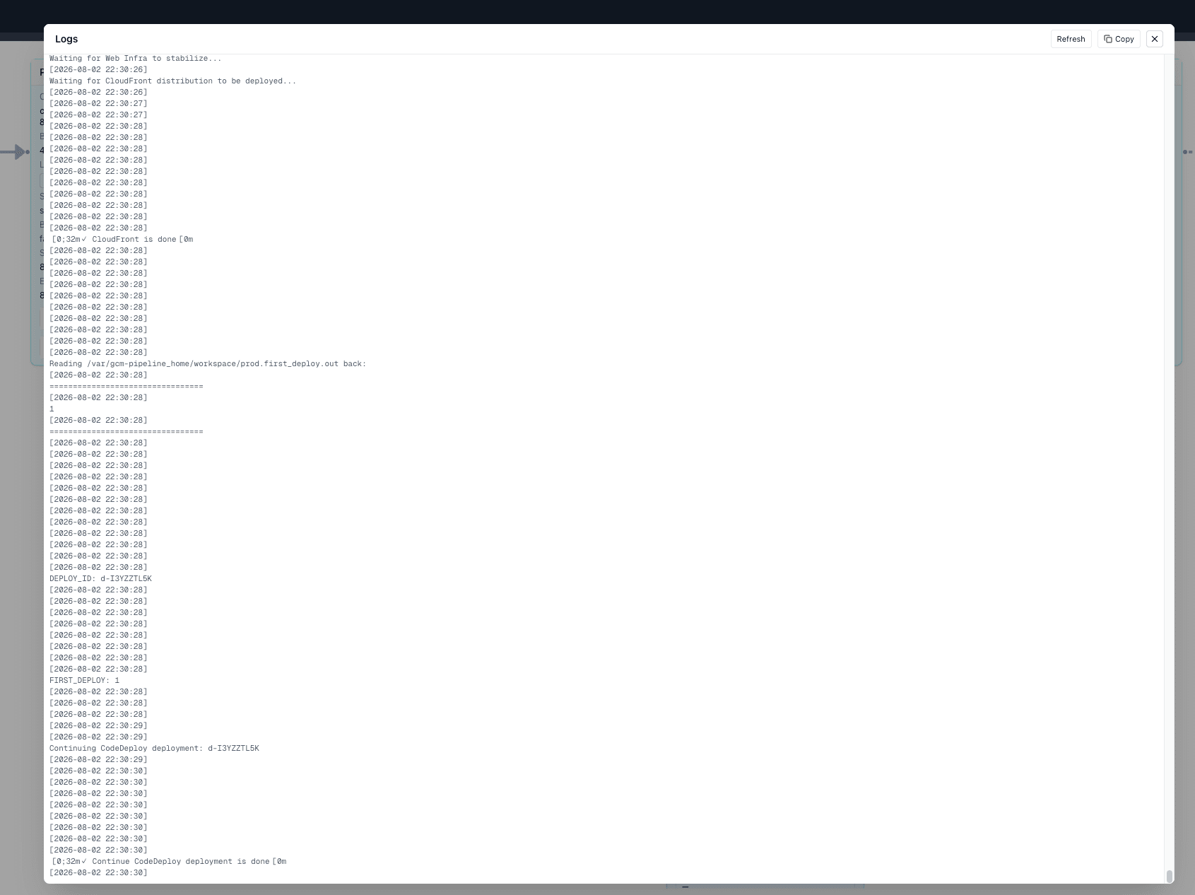 Deployment logs